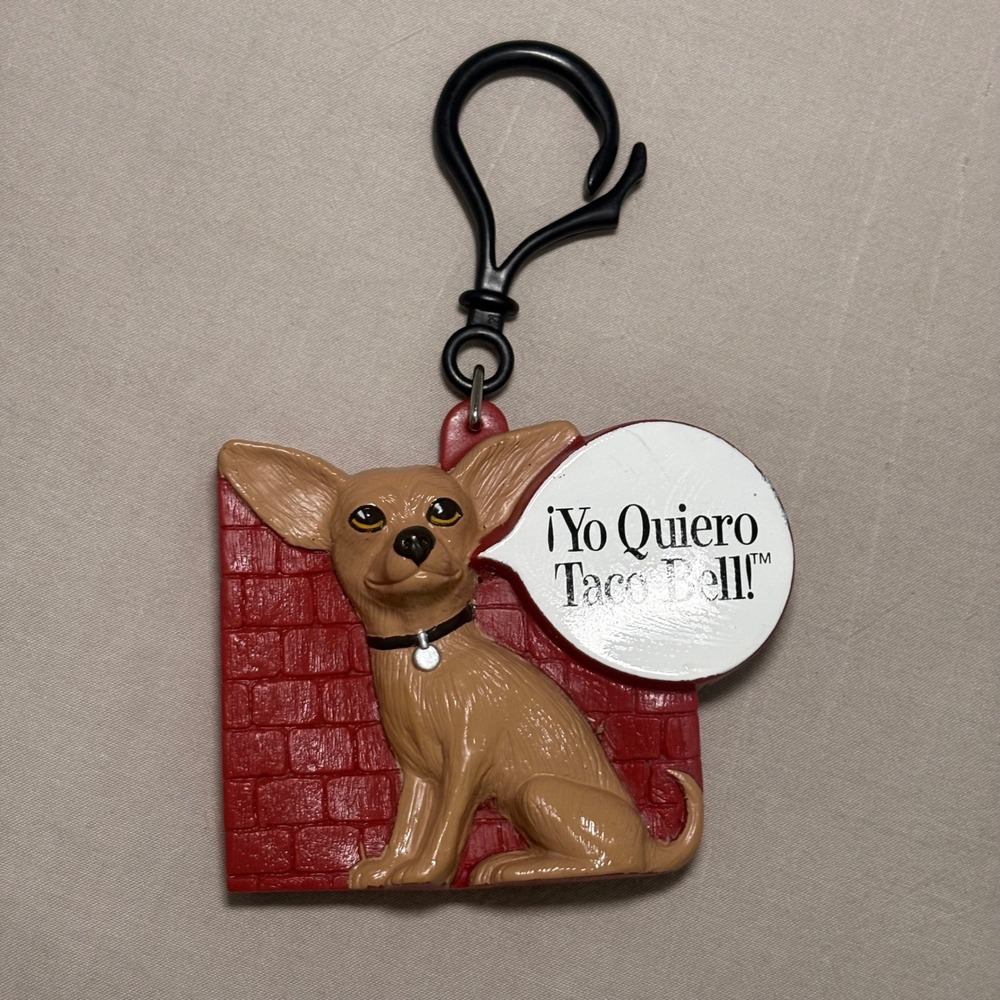 Vintage Taco Bell Chihuahua Keychain Yo Quiero Taco Bell Applause 90s Promo Clip